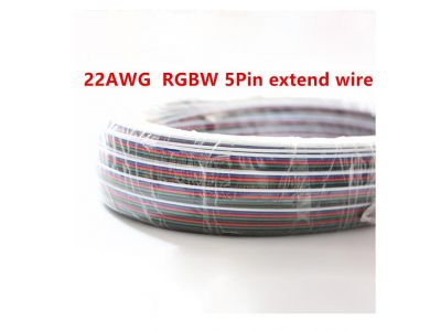 5Pin AWG22 black wire led strip light connector RGBW extension cable 
