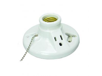 Porcelain e27 multi lamp holder with switch power cord 