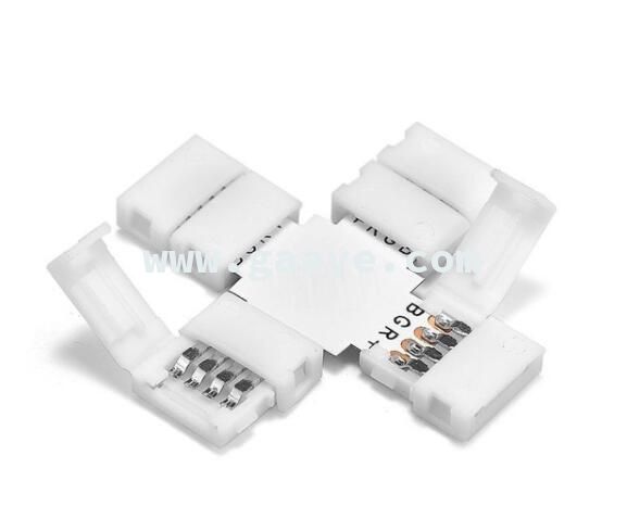 4 Pin CROSS Shape Angle LED Strip Connector PCB Free Welding For SMD 3528 5050 RGB LED Strip Lights