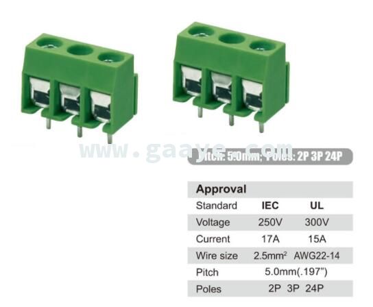 factory price wago 2 pin screw terminal block with 5.0mm pitch