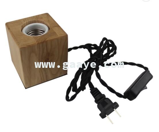 E27 Socket 1.5M Cable Wooden Led Lamp Stand with Switch and Plug