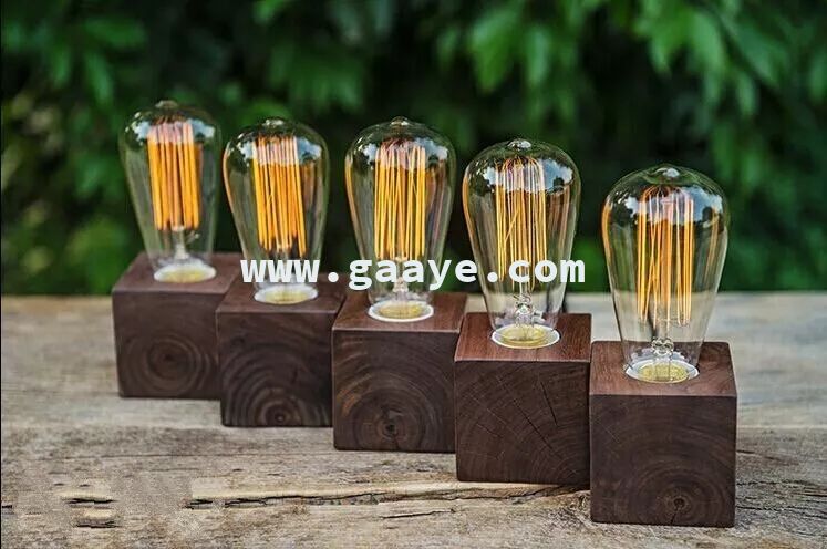 wooden edison lamp holder light vintage wood lamp for coffee lamps home decor