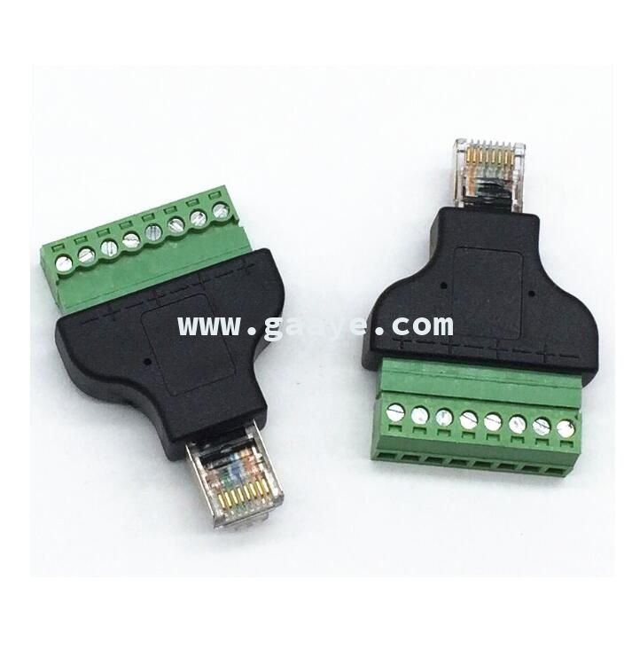 RJ45 Plug to AV 8Pin Screw Terminal Adapter Block Converter
