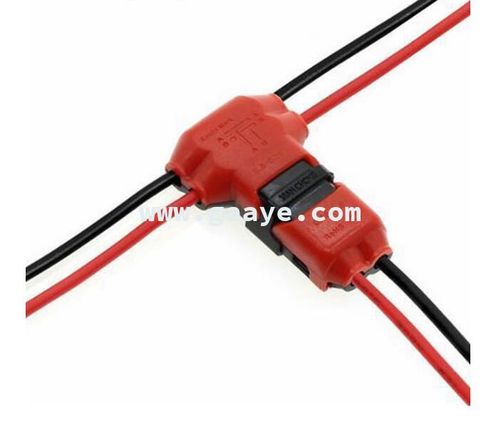 Cable Clamp Connector Red T Shape 2 Ways Non Peeling Quick 18-24 Wire Connector 