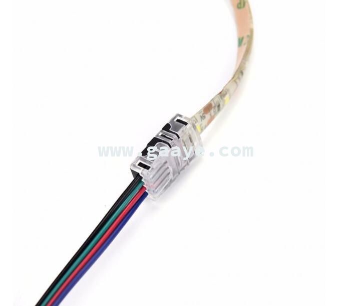 for 10mm 5050 5630 RGB 4Pin LED Connector Waterproof LED Tape Light Strip to Wire Connection Conductor 