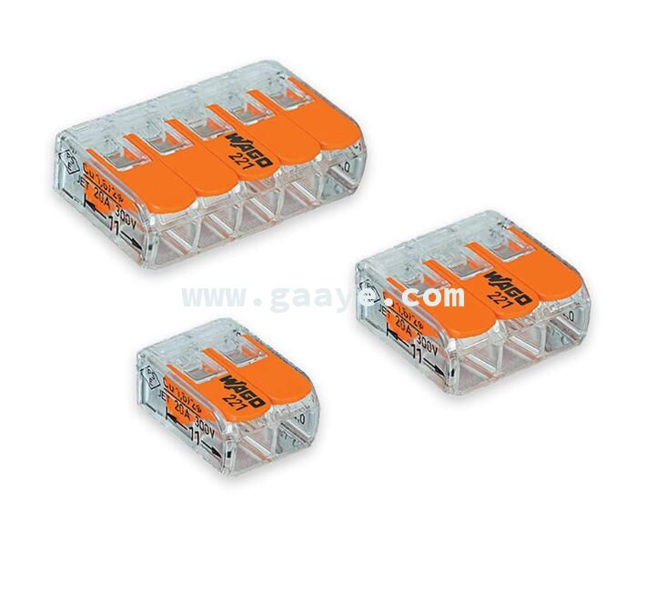 Original LEVER-NUTS compact releasable 3-conductor terminal blocks pct 221-413 for wago 221 connector 