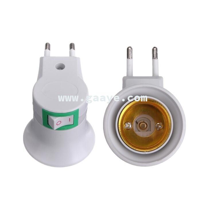 Lamp Base E27 LED Light Male Socket to EU Type Plug Adapter Converter for Bulb Lamp Holder With ON/OFF Button 
