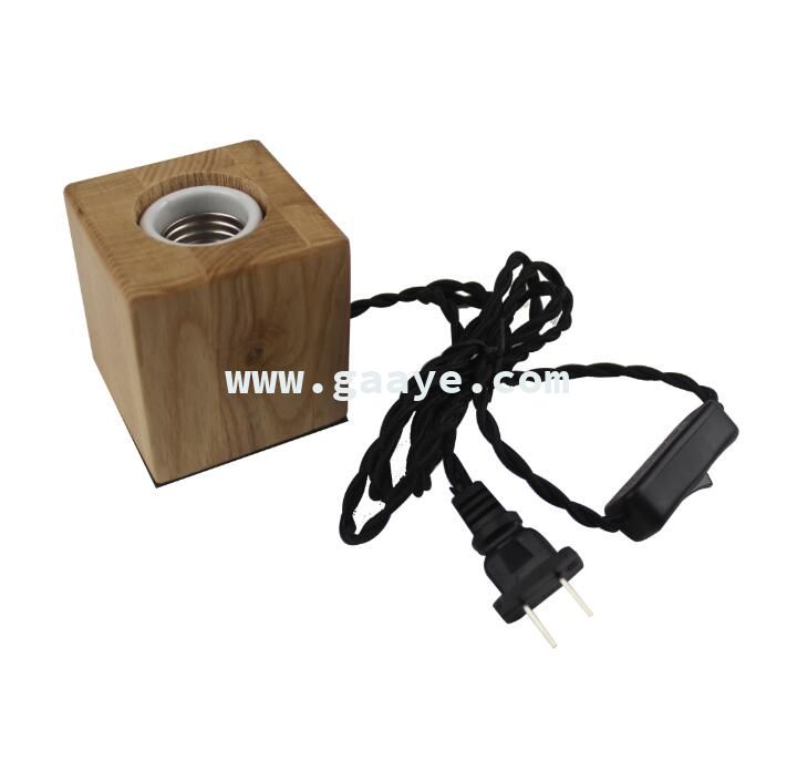  E27 Socket 1.5M Cable Wooden Led Lamp Stand with Switch and Plug 