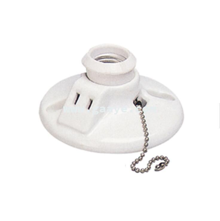 Porcelain E27 lamp holder socket wall socket with chain switch 
