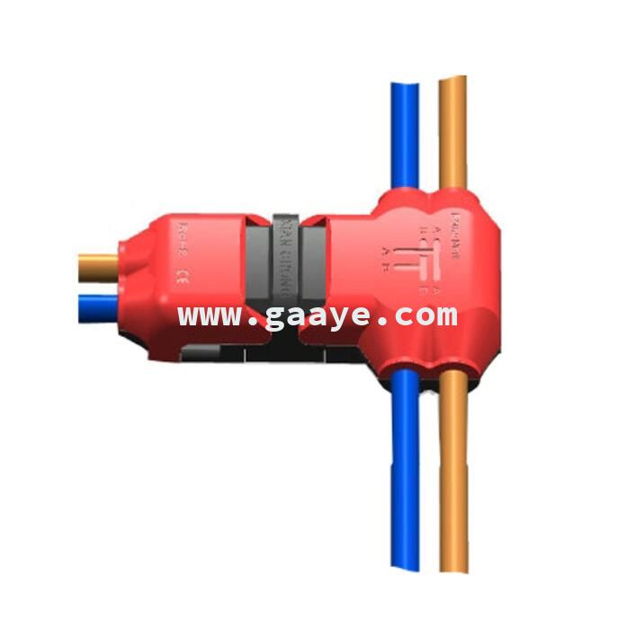 red T shape 2 ways non peeling quick cable clamp connectorW t shape18-24 wire connector