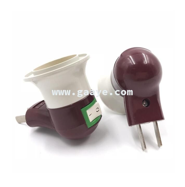 US Plug On/Off Switch E27 Screw Light Bulb Base Lamp Holder Socket Adapter 