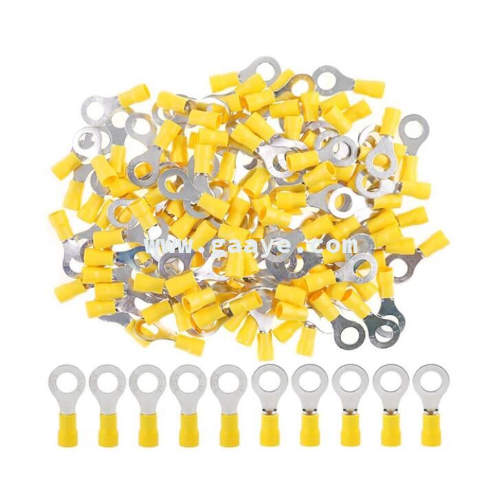  yellow insulated wire terminals crimp type ring wire connectors