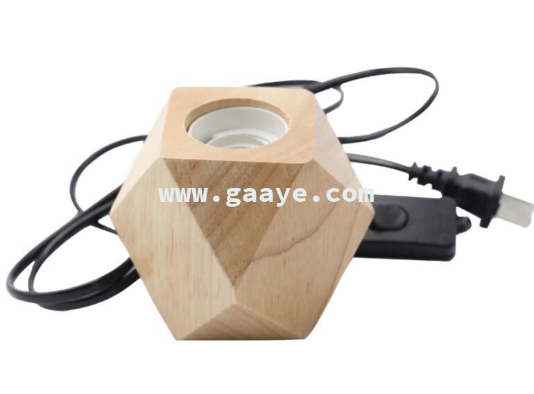 E27 solid oak wood table lamp holder with dimmer switch