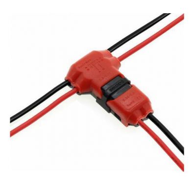 Cable Clamp Connector Red T Shape 2 Ways Non Peeling Quick 18-24 Wire Connector 