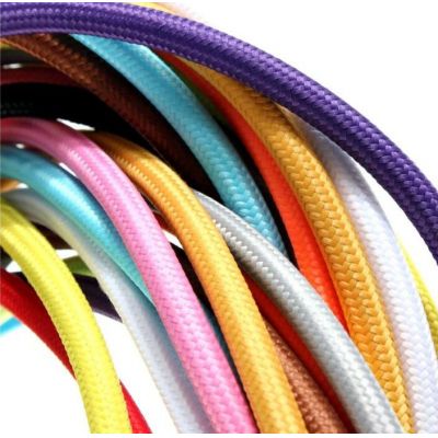 Retro cloth covered wire fabric textile cable 2 or 3 core with round brained or twisted knitting electric wire 