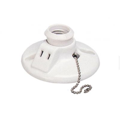 Porcelain E27 lamp holder socket wall socket with chain switch 