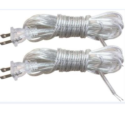 US 2-PIN plug cord pvc jacket black white clear flat power cord 120v flat wire power cable 