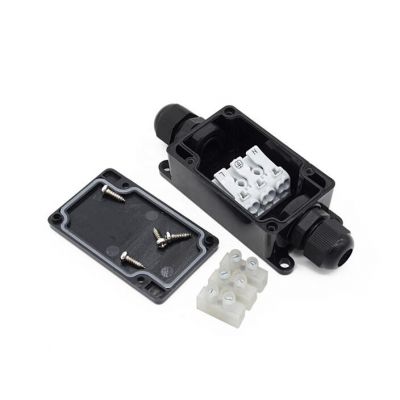 One in and one out two waterproof cable box IP65 outdoor lighting box with 3-pin connector 