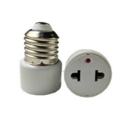 AC220V E27 Base Lamp Holder Bulb Adapter Converter to US Plug 2 Hole Flat Socket for Home Fluorescent LED Lamps Conversion