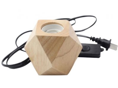 E27 solid oak wood table lamp holder with dimmer switch