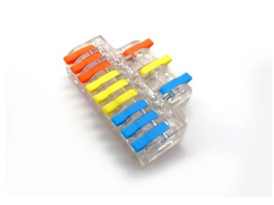 Transparent Wire Connector 3 lines in 9 lines out Conductor Compact pushQuick terminal block 3 ways